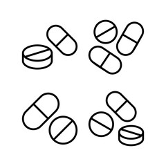 Pills icon vector illustration. capsule icon. Drug sign and symbol