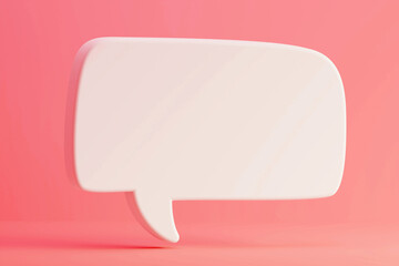 Speech bubbles on pink pastel background. 3D Chat bubble talk.