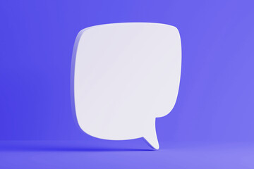 Speech bubbles on blue purple background. 3D Chat bubble talk.