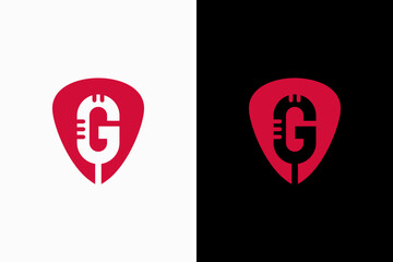 pick guitar modern logo vector sign