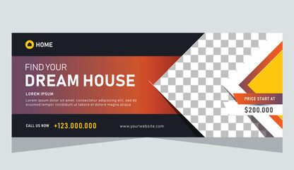 Template real estate design for facebook cover or web banner