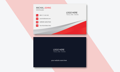 Red and dark black color professional business card design, Red Corporate Business Card Layout, Modern business card design, Corporate business card, 