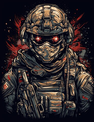 Fototapeta premium American Soldier, Graphic Design, Logo, T Shirt, Resource. Generative AI