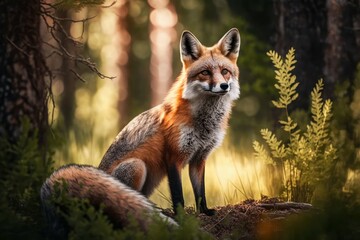 Portrait of a cute beautiful fox, selective focus. AI generated, human enhanced