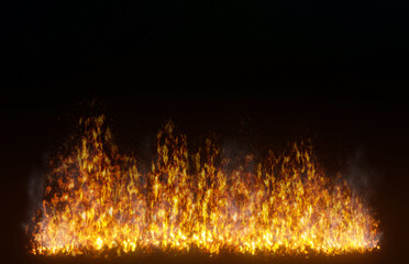 Fototapeta na wymiar Realistic bonfire flame. Campfire with smoke, 3d render.