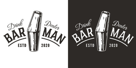 Bartender boston shaker for bartending. Chromed metal cocktail shaker for barman of cocktail bar