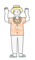 旅行を楽しむシニア男性