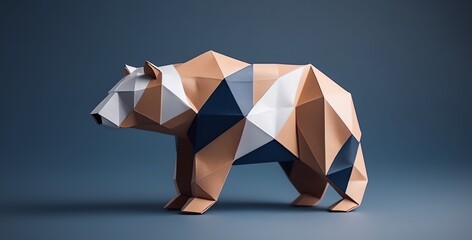 Finnish Flag themed origami brown bear