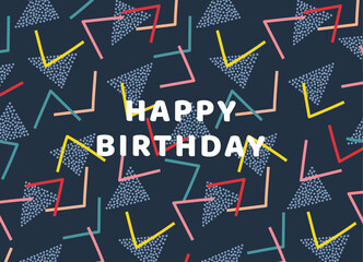 Happy birthday background with geometric elements. Vector illustration for background, card, invitation, banner, social media post, poster, mobile apps, advertising