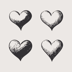 set of hand drawn hearts vector illustration. Hearts line illustration