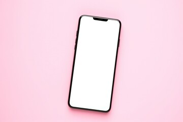 phone, closeup of modern smart phone with white color screen isolated on pink color background