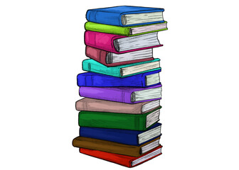 Hand Drawn pile of books Illustration with transparent background