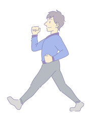 ウォーキングする男性のイラスト