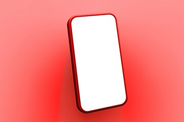 closeup of modern smart phone with white color screen isolated on red color background