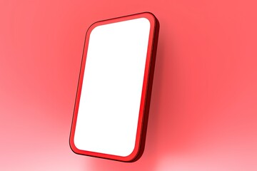 closeup of modern smart phone with white color screen isolated on red color background