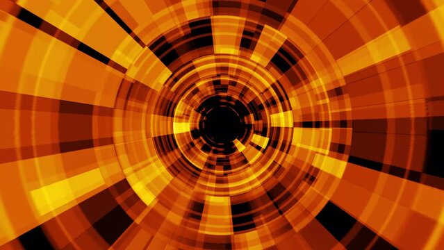 Futuristic 4k motion background with gold metallic rectangles spinning radially at 60fps