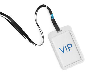 Vip badge isolated on white, top view