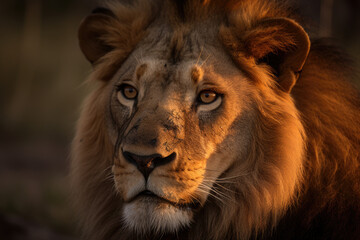 A close up view of a lion, generative AI