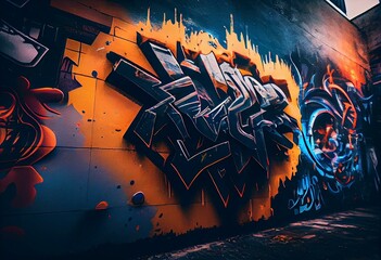 Wall adorned with graffiti artwork. Generative AI