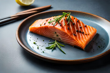 salmon steak with lemon and dill