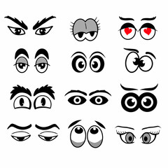 Cartoon Eyes. Isolated vector illustration icons set. Caricature comic emotion or doodle emoticon.	
