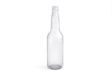 Glass empty bottle on white background. 3d render