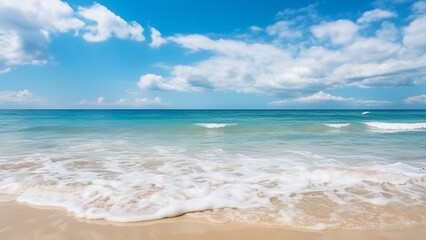 Fototapeta na wymiar Tropical Beach with small Waves. Generative AI