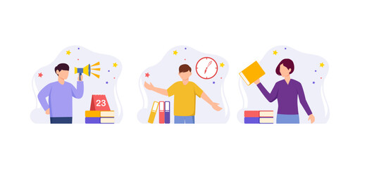 World Book Day Flat Bundle Design Illustration