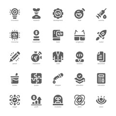 Research and Development Icon pack for your website design, logo, app, and user interface. Research and Development Icon glyph design. Vector graphics illustration and editable stroke.