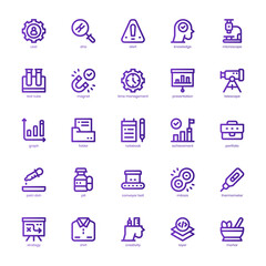 Research and Development Icon pack for your website design, logo, app, and user interface. Research and Development Icon basic line gradient design. Vector graphics illustration and editable stroke.