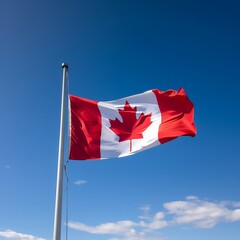 Naklejka na ściany i meble Canada flag in clear blue sky, Generative ai