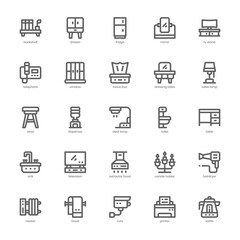 Household Equipment Icon pack for your website design, logo, app, and user interface. Household Equipment Icon outline design. Vector graphics illustration and editable stroke.