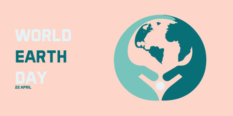 Happy earth day. African hands holding globe, earth. Earth day concept.Modern cartoon flat style illustration