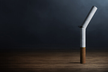 Closeup cigarette on dark background 3d illustration
