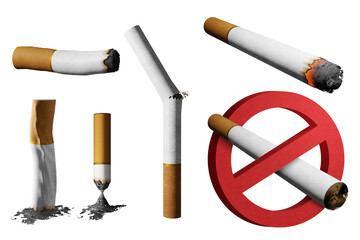 Set of cigarette collection isolated on white background 3d illustration