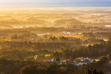 三ツ石森林公園から夜明けの霞ケ浦光芒
