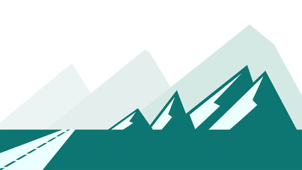 winter mountain flat illustration with freeway. suitable for wall decoration, wallpaper, etc