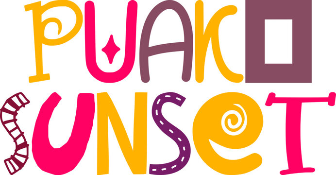 Puako Sunset Typography Illustration for Mug Design, Decal, Icon, Gift Card