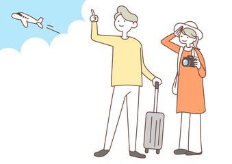 旅行に出かける家族