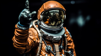 Astronaut Dons Orange Spacesuit - obrazy, fototapety, plakaty