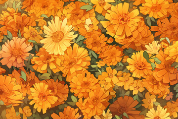 A marigold, anime style. generative AI