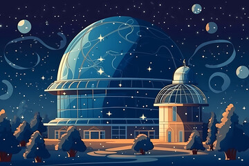 A planetarium with a starry sky and telescopes. generative AI - obrazy, fototapety, plakaty