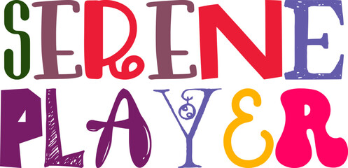 Serene Player Typography Illustration for Postcard , Banner, Packaging, Mug Design