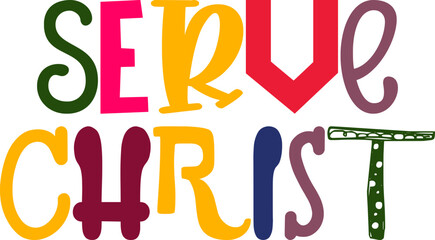 Serve Christ Calligraphy Illustration for Logo, Label, Stationery, Bookmark 