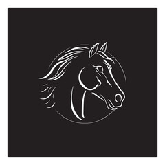 horse logo vector editable, monochrome simple elegant