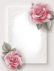 3d frame design, pink roses with card