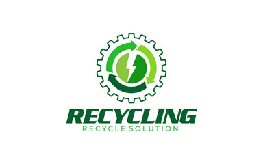 Illustration vector graphic of recycle solution, eco green recycling logo design template