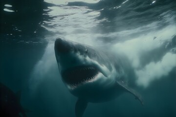 shark attack gorgeous gcup body movie still from a David Fincher thriller photos taken by ARRI anamorphic lens incredibly detailed 35mm film grain details professional lighting photography lighting 