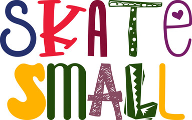 Skate Small Calligraphy Illustration for Bookmark , Banner, Book Cover, Logo