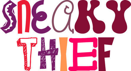 Sneaky Thief Typography Illustration for Newsletter, Bookmark , Banner, Icon